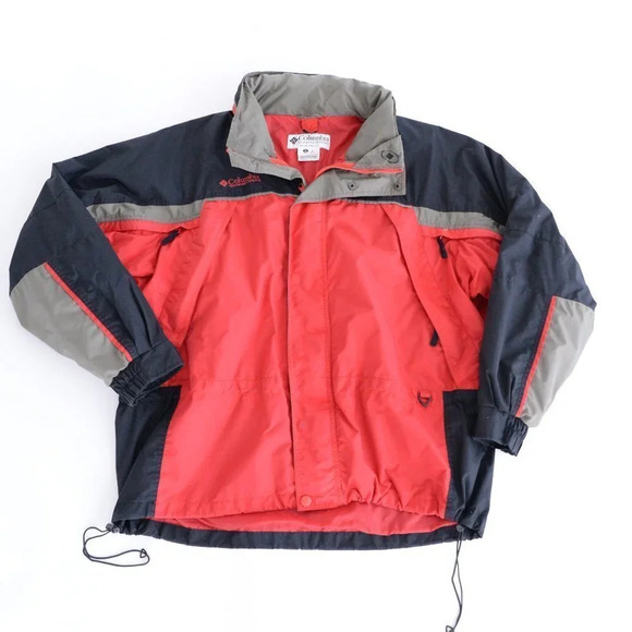 Columbia Vintage Fire Ridge Zip  Up Windbreaker Jacket ~Red and Black ~Xlarge - Picture 16 of 16